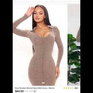 Rule Breaker Mineral Wash Midi Dress - Mocha